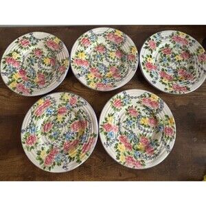 Linens N Things Set of 5 Rose Parade for Don Swanson Round Salad Plates  8"